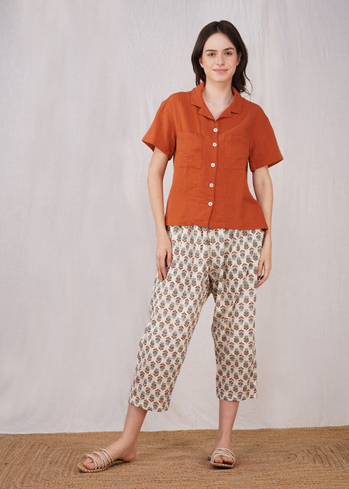 Women's Relaxed Gauze Shirt Rust